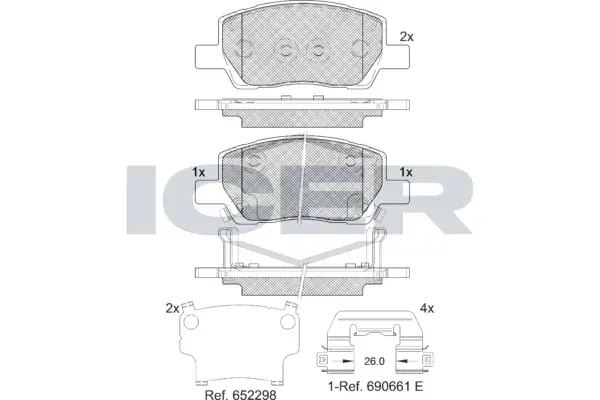 Колодки гальмівні (передні) Hyundai i10 19- ICER 182420 (фото 1)