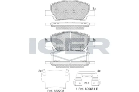 Колодки гальмівні (передні) Hyundai i10 19- ICER 182420