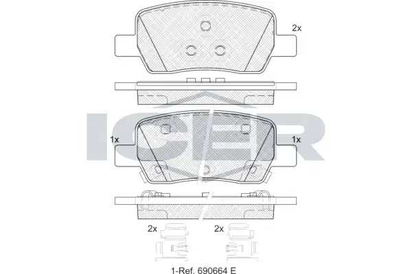 Колодки гальмівні (задні) Hyundai Santa Fe/Kia Carnival/Sorento 20- ICER 182442 (фото 1)