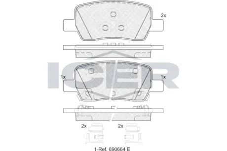 Колодки гальмівні (задні) Hyundai Santa Fe/Kia Carnival/Sorento 20- ICER 182442