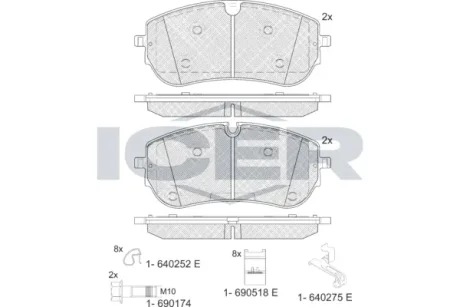 Колодки гальмівні (передні) Land Rover Discovery/Range Rover 05- (з датчиком) ICER 182451-208