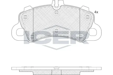 Колодки гальмівні (передні) Porsche Macan 3.0 S/3.0 S Diesel 14-/Cayenne 2.9/3.0 S AWD 17- (Brembo) ICER 182459