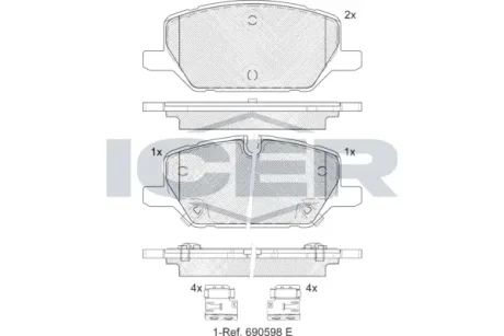 Колодки гальмівні (передні) Opel Insignia B 17- ICER 182477