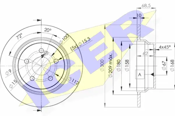 Диск гальмівний (задній) MB E-class (W211/W212/S211/S212) 02-17 (300x10) ICER 78BD0413-2 (фото 1)