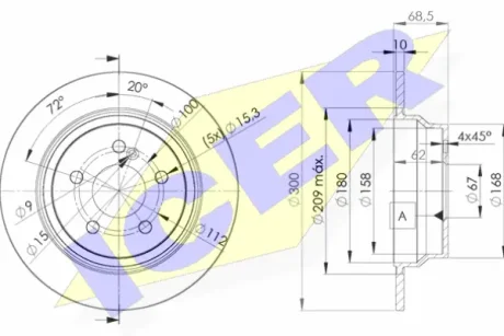 Диск гальмівний (задній) MB E-class (W211/W212/S211/S212) 02-17 (300x10) ICER 78BD0413-2