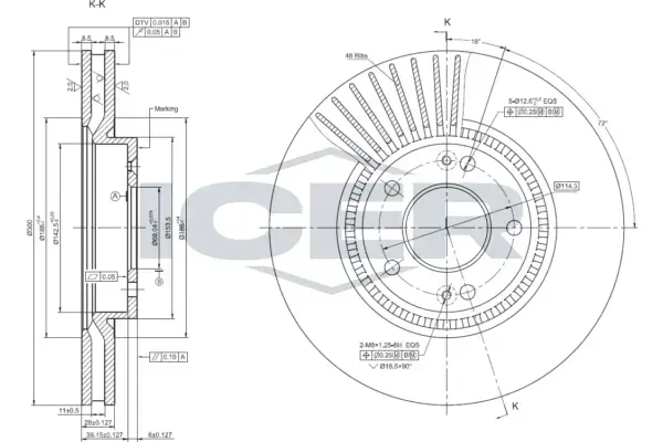 Диск гальмівний (передній) Hyundai Tucson 05-/ I30 II 11-/Kia Cee\'D/ Cerato III 13- (300x28) ICER 78BD0586-2 (фото 1)