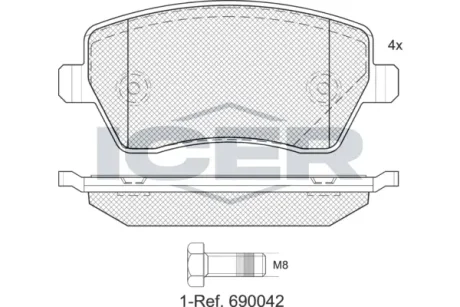 Колодки гальмівні (передні) Renault Kangoo Z.E. 11-/Zoe 12- ICER EV1534-700