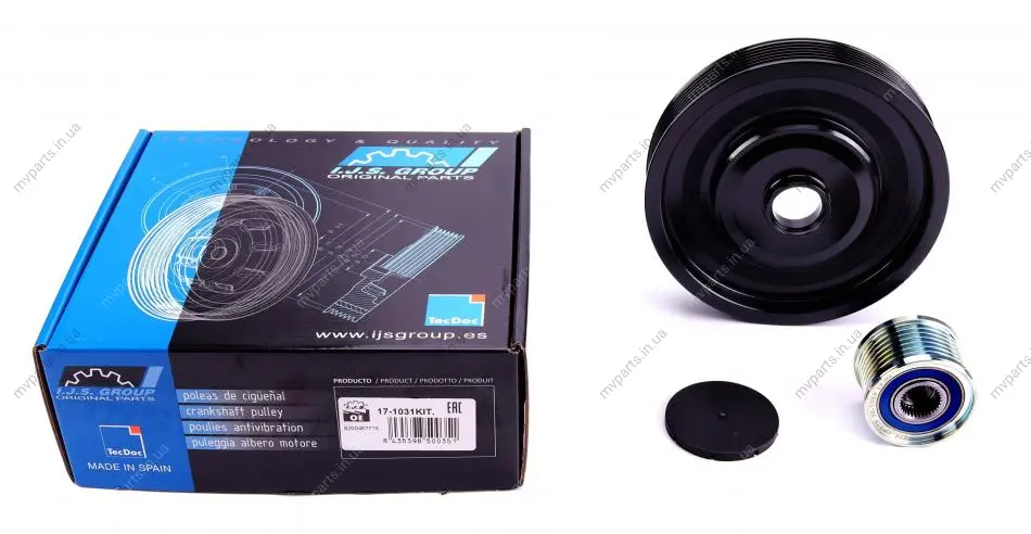 Шків колінвалу + шків генератора Renault Megane/Laguna 2.0 16V 02- (7PK) IJS GROUP 17-1031KIT (фото 1)