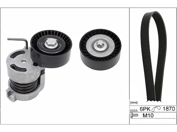 Комплект ременя генератора BMW 1 (E87/E88)/3 (E46/E90)/5 (E60) 1.6-2.0 01-10, N46B20, (6PK1870) 529 0044 10 INA 529-0044-10 (фото 1)