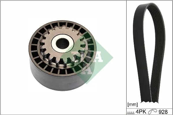 Комплект ременя генератора Renault Kangoo 1.2 97- (4PK 928) 529 0100 10 INA 529-0100-10 (фото 1)