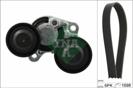 Комплект ременя генератора BMW 5 (F10)/7 (F01-F04)/X5 (F15/F85)/X6 (F16/F86) 08-19 N57 D30 (6PK1698) 529 0206 10 INA 529-0206-10