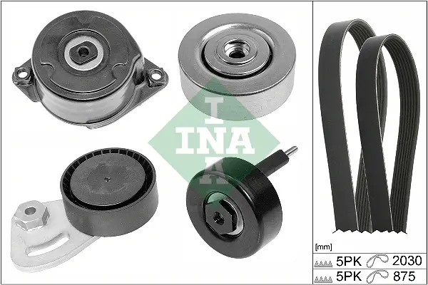 Комплект ременя генератора Land Rover Freelander 2.0 Td4 4x4 00-06 (5PK875/5PK2030) 529 0253 10 INA 529-0253-10 (фото 1)