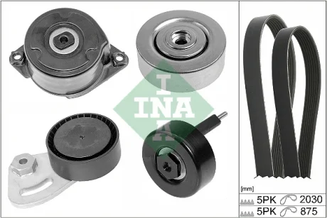 Комплект ременя генератора Land Rover Freelander 2.0 Td4 4x4 00-06 (5PK875/5PK2030) 529 0253 10 INA 529-0253-10