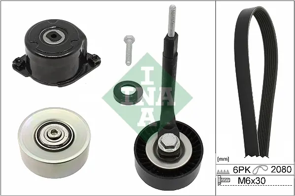 Комплект ременя генератора BMW 3 (E46) 2.0D 01-06/5 (E60/E61) 2.0/3.0D 05-10 M47/M57 (6PK2080) 529 0314 10 INA 529-0314-10 (фото 1)
