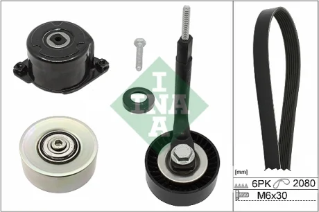 Комплект ременя генератора BMW 3 (E46) 2.0D 01-06/5 (E60/E61) 2.0/3.0D 05-10 M47/M57 (6PK2080) 529 0314 10 INA 529-0314-10