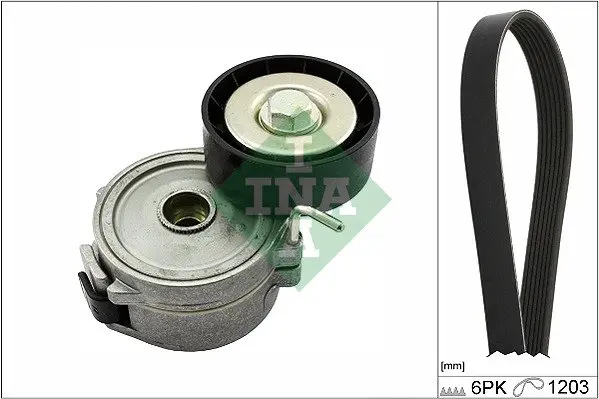 Комплект ременя генератора Citroen C5/C6/Peugeot 407/508/607/807 06- (6PK1203) 529 0357 10 INA 529-0357-10 (фото 1)