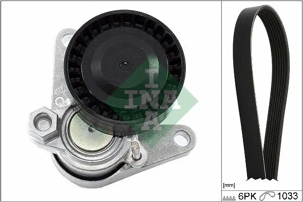 Комплект ременя генератора Audi A3/Skoda Kodiaq/VW Arteon 1.6D/2.0D 12-, (6PK 1033) 529 0367 10 INA 529-0367-10 (фото 1)