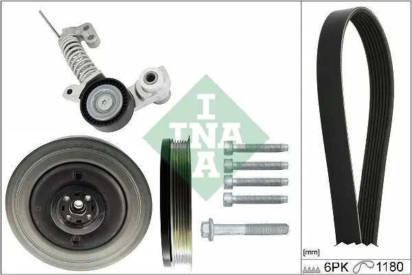 Комплект ременя генератора Volvo S60/S80/S90/V40/V60/V70/V90/XC40/XC60/XC70/XC90 13- (6PK1180) 529 0374 20 INA 529-0374-20 (фото 1)