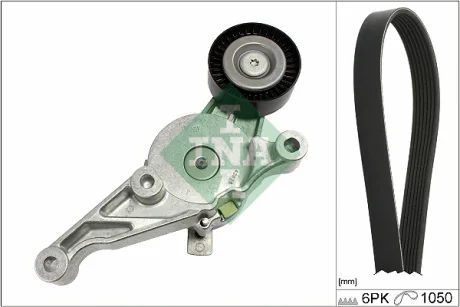 Комплект ременя генератора VW Caddy III 1.9 TDI/2.0 SDI 04-10 (6PK 1050) 529 0469 10 INA 529-0469-10
