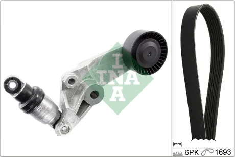 Комплект ременя генератора Toyota Corolla 1.4VVT- i/1.6VVT- i, 08/00 - 03/08, (6PK 1693) 529 0473 10 INA 529-0473-10