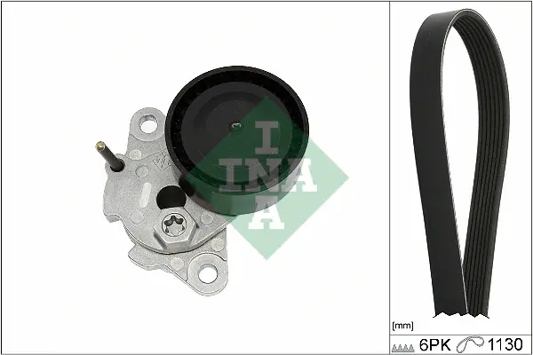 Комплект ременя генератора VW Golf VII/Passat B8/Tiguan 2.0TSI 13-, (6PK 1130) 529 0476 10 INA 529-0476-10 (фото 1)
