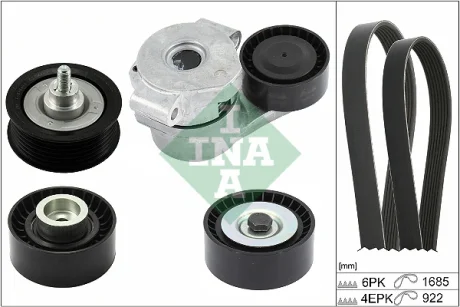 Комплект ременя генератора Ford Transit Custom 2.2 TDCi 12-15 (6PK1685/4PK922) 529 0527 10 INA 529-0527-10