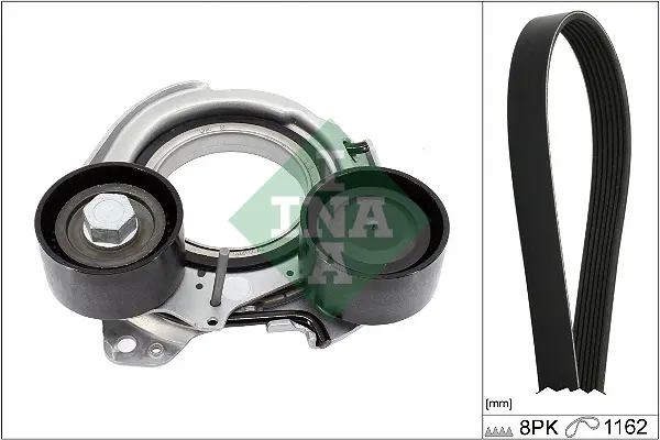 Комплект ременя генератора BMW 3 (G20/G80/G28)/5 (G30/F90) 2.0DH 19- B47 (8PK1162) 529 0568 10 INA 529-0568-10 (фото 1)