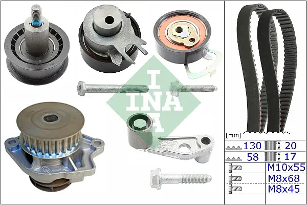 Комплект ГРМ + помпа Seat/Skoda/VW 1.4 16V 99- 530 0089 31 INA 530-0089-31 (фото 1)