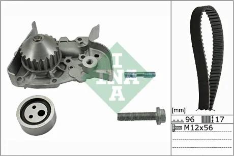 Комплект ГРМ + помпа Renault Kangoo 1.4/1.6i 97- K7J/E7J/K7M 530 0191 30 INA 530-0191-30