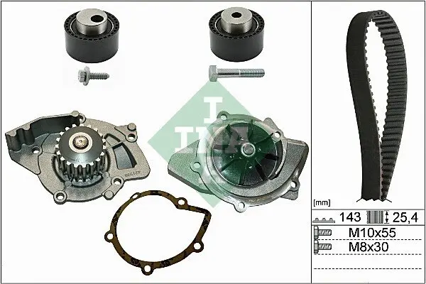 Комплект ГРМ + помпа Citroen Jumper/Peugeot Boxer 2.2 HDi 02- 530 0368 30 INA 530-0368-30 (фото 1)