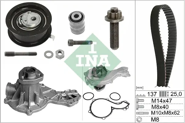 Комплект ГРМ + помпа VW Caddy II 1.9SDI (9K9B) 95-04 530 0377 30 INA 530-0377-30 (фото 1)