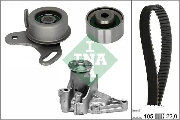 Комплект ГРМ + помпа Hyundai Accent/Elantra/Getz/Kia Rio 1.4/1.5/1.6 95- 530 0427 31 INA 530-0427-31 (фото 1)