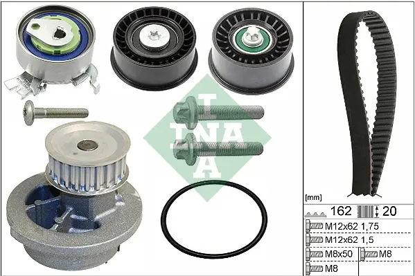 Комплект ГРМ + помпа Opel Astra G 1.4/1.6 16V 98-05 (162x20) 530 0441 32 INA 530-0441-32 (фото 1)