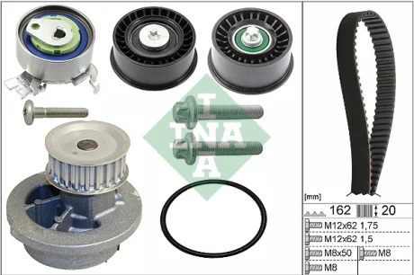Комплект ГРМ + помпа Opel Astra G 1.4/1.6 16V 98-05 (162x20) 530 0441 32 INA 530-0441-32
