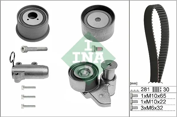 Комплект ГРМ Audi A4/A6/A8 3.0 00-06 (281x30) 530 0480 10 INA 530-0480-10 (фото 1)