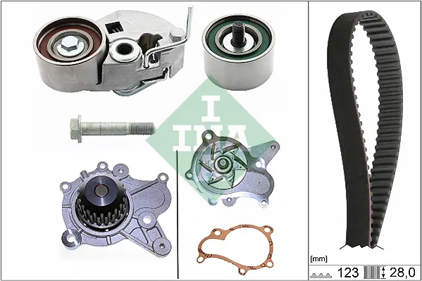 Комплект ГРМ + помпа Hyundai Accent/Santa Fe 1.5/2.0 CRDi 02-06/Kia Sportage 2.0 CRDi 04- (28x123z) 530 0542 31 INA 530-0542-31 (фото 1)
