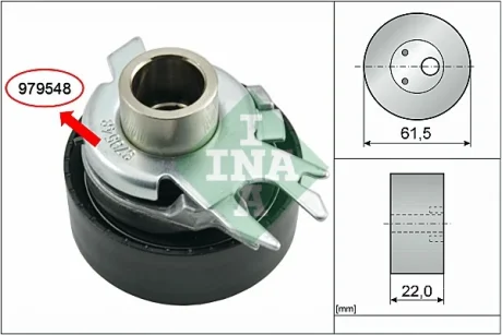 Ролик ГРМ VW Caddy 1.4/1.6 95-04 (натяжний) (61.5x22) 531 0525 30 INA 531-0525-30