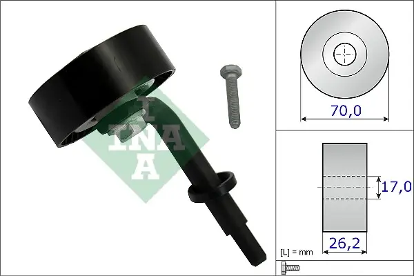 Ролик генератора BMW 3/5/7 E46/60/65 01- (натяжний) (70х26), M47/M57 531 0783 10 INA 531-0783-10 (фото 1)