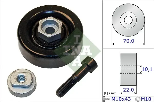 Ролик генератора Chevrolet Aveo 1.2 08- (натяжний) (70x22) 531 0864 10 INA 531-0864-10 (фото 1)