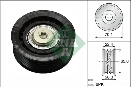Ролик генератора Ford Transit 2.0TDCI 00-06 (паразитний) 532 0471 10 INA 532-0471-10
