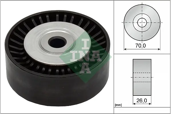 Ролик генератора Citroen Jumper/Peugeot Boxer 2.0/2.2 BlueHDi 15- (паразитний) (70x26) 532 0533 10 INA 532-0533-10 (фото 1)