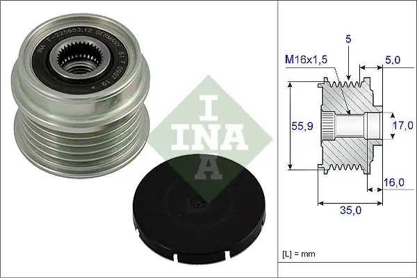Механізм вільного ходу генератора AUDI, VW (вир-во Ina) INA 535-0004-10 (фото 1)