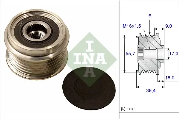 Шків генератора Skoda Fabia/VW Polo 1.2 01-07 (6PK) 535 0060 10 INA 535-0060-10 (фото 1)