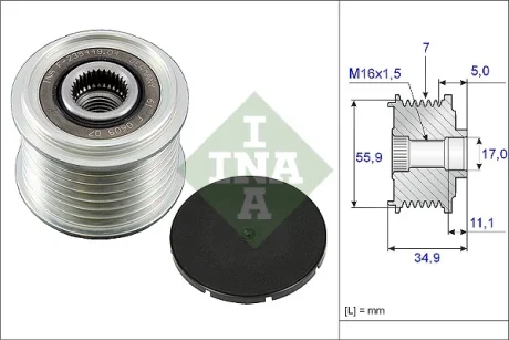 Шків генератора VAG 021 903 119 L 3.2 - 3.6 FSI 02- (Вир-во Ina) INA 535-0083-10