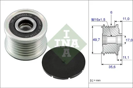 Шків генератора MB C/E/S-class 220CDI-320CDI 01-, 6PK, OM646 535 0086 10 INA 535-0086-10