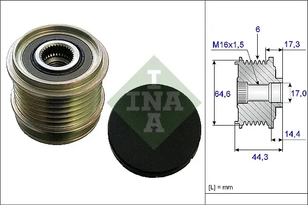Шків генератора Audi A4/A6 2.8/3.2 FSI 05-11 535 0130 10 INA 535-0130-10 (фото 1)
