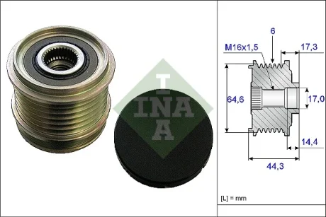 Шків генератора Audi A4/A6 2.8/3.2 FSI 05-11 535 0130 10 INA 535-0130-10
