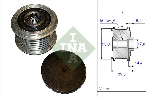 Шків генератора з обгінною муфтою (вир-во) INA 535-0142-10 (фото 1)