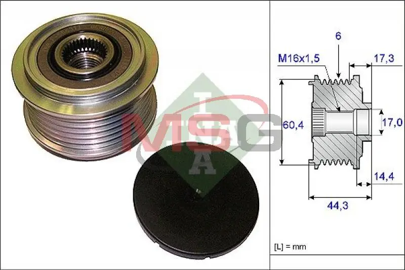 Шків генератора Audi A4/A5/Q5 3.0/3.2 TFSI 07-17 535 0207 10 INA 535-0207-10 (фото 1)