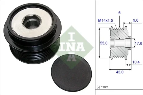 Шків генератора з обгінною муфтою (Вир-во) INA 535-0208-10